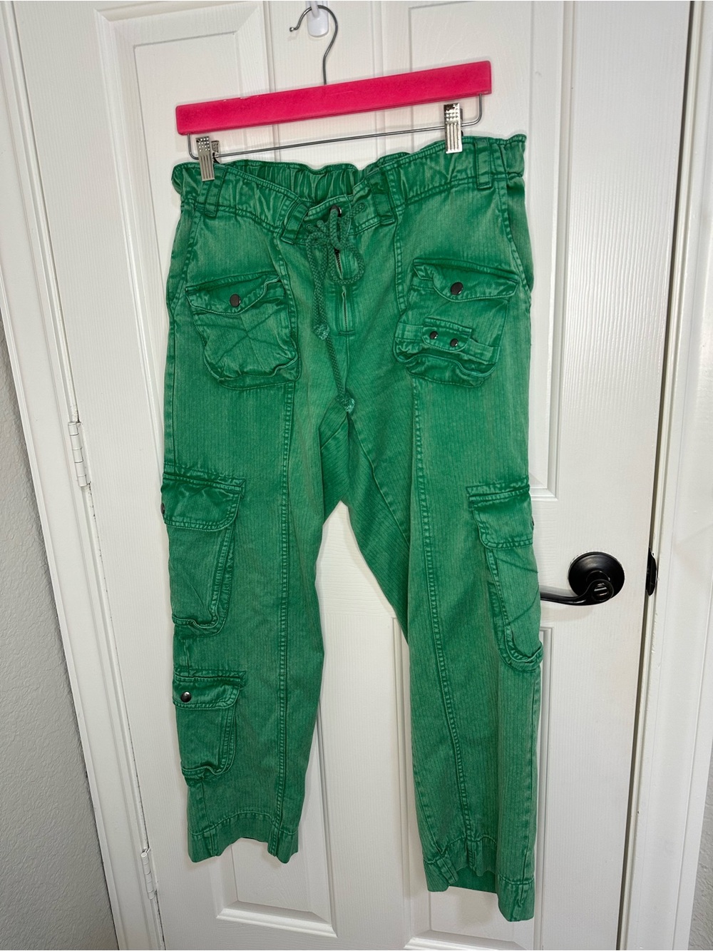 We The Free Amazon Kelly Green Tahiti Pull-On Cargo Pants Sz M Streetwear Boho - Picture 2 of 12